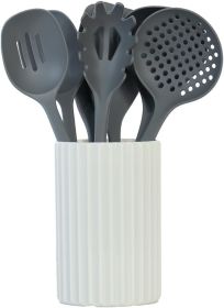 Kitchen Utensils Set, 8pcs - Nonstick Cooking Tools with Utensil Holder - Nylon Spoon, Ladle, Skimmer, Spaghetti Server