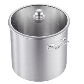 Stainless Steel Stock Pot, 21-Quart Stainless Steel Stockpot with Glass Lid, PFOA-Free, PFAS-Free, Compatible with Gas Stoves, Induction Cooktops